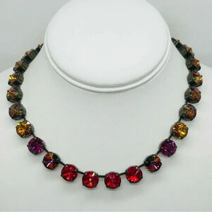 Sabika Red Pink Topaz Gold Crystal Necklace